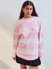 Rose - Haut sport Rayé d’inspiration football Manche longue 100% coton - Image 1 de 7
