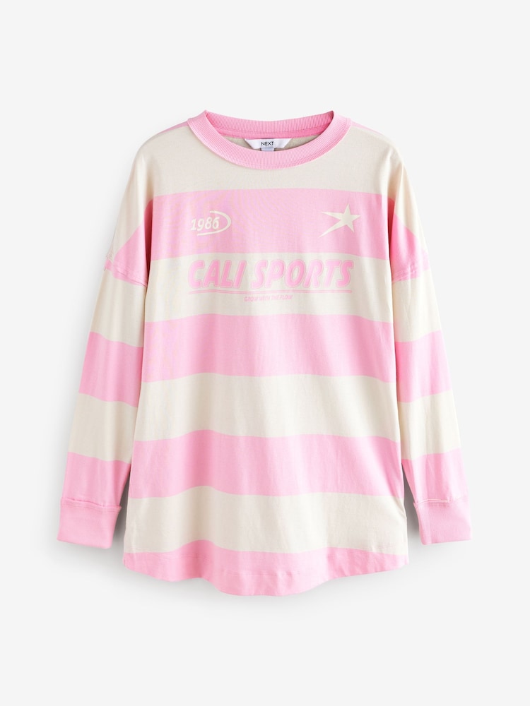 Rose - Haut sport Rayé d’inspiration football Manche longue 100% coton - Image 5 of 7