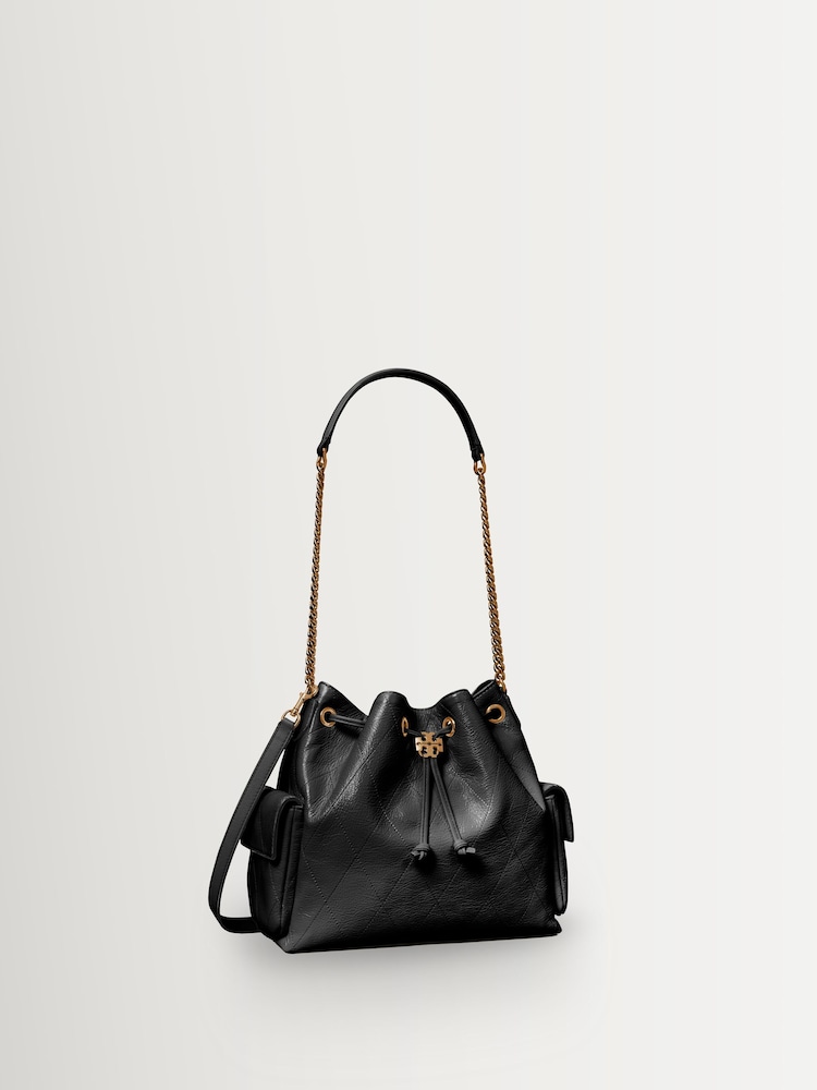 Tory Burch Black Charlie Quilted Drawstring Shoulder Bag - Image 2 of 3 Tory Burch Black Charlie Quilted Drawstring Shoulder Bag - Image 2 of 3