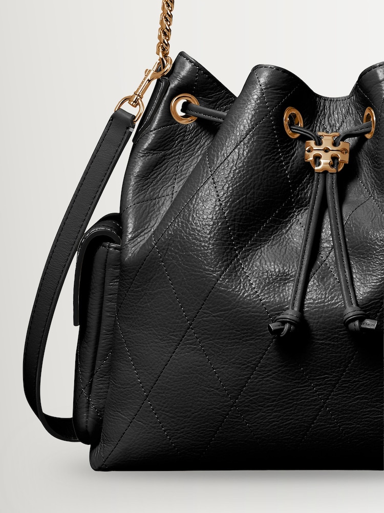 Tory Burch Black Charlie Quilted Drawstring Shoulder Bag - Image 3 of 3 Tory Burch Black Charlie Quilted Drawstring Shoulder Bag - Image 3 of 3