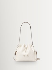 Tory Burch Light Cream Charlie Quilted Drawstring Shoulder Bag - Image 1 of 3