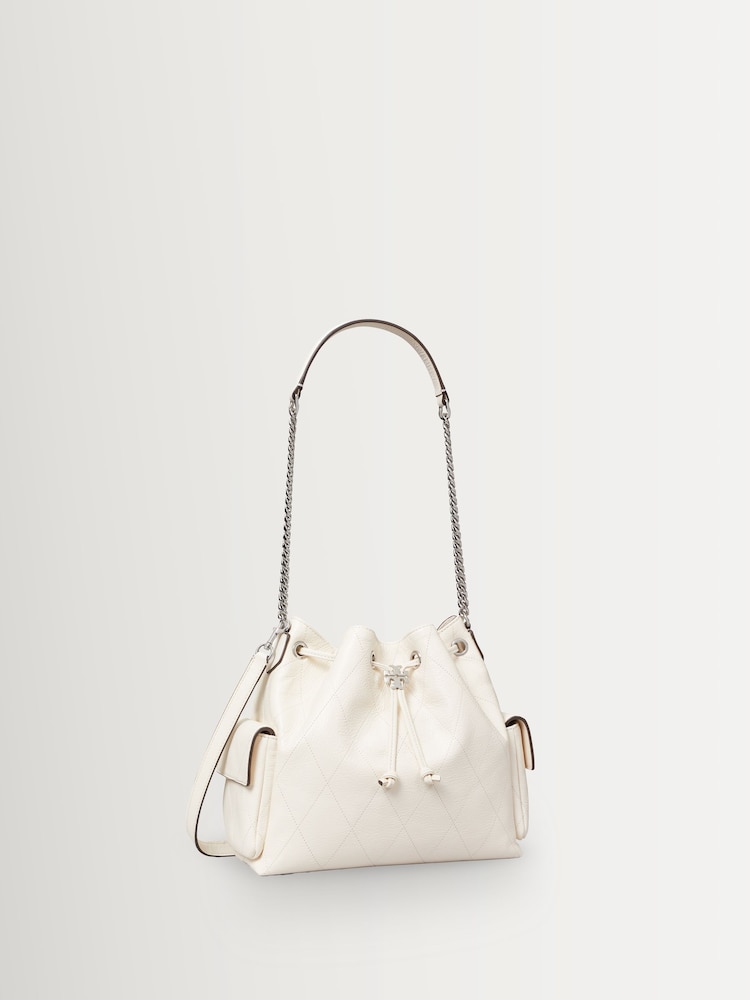 Tory Burch Light Cream Charlie Quilted Drawstring Shoulder Bag - Image 2 of 3 Tory Burch Light Cream Charlie Quilted Drawstring Shoulder Bag - Image 2 of 3