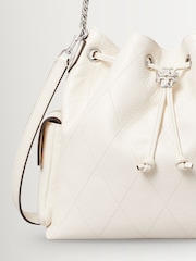 Tory Burch Light Cream Charlie Quilted Drawstring Shoulder Bag - Image 3 of 3