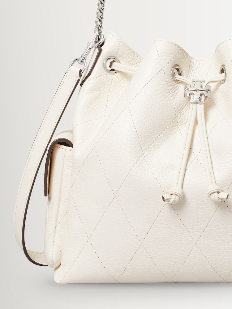 Tory Burch Light Cream Charlie Quilted Drawstring Shoulder Bag - Image 3 of 3 Tory Burch Light Cream Charlie Quilted Drawstring Shoulder Bag - Image 3 of 3