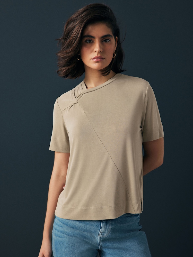 Бежевий - Футболки Twist Detail Premium Polymodal - Image 1 of 8