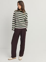 Red/Green 100% Cotton Long Sleeve Stripe T-Shirt - Image 2 of 8