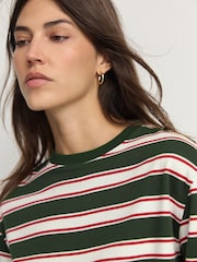 Red/Green 100% Cotton Long Sleeve Stripe T-Shirt - Image 5 of 8