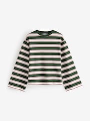 Red/Green 100% Cotton Long Sleeve Stripe T-Shirt - Image 6 of 8