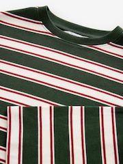 Red/Green 100% Cotton Long Sleeve Stripe T-Shirt - Image 7 of 8