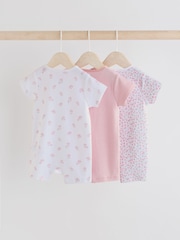 Pink Two Way Zip Rompers 3 Pack (0mths-3yrs) - Image 2 of 10