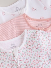 Pink Two Way Zip Rompers 3 Pack (0mths-3yrs) - Image 8 of 10