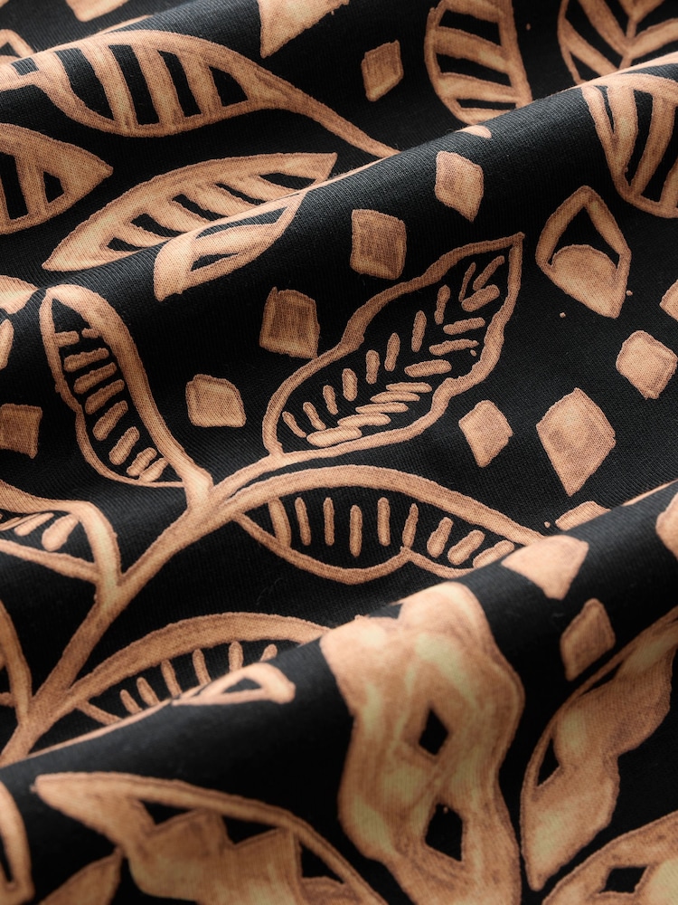 Palm Tree Print Black/Brown 100% Cotton T-Shirt Dress - Image 5 of 6