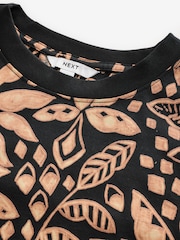 Palm Tree Print Black/Brown 100% Cotton T-Shirt Dress - Image 6 of 6