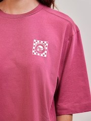 Raspberry Pink 100% Cotton Rich Back Graphic Boxy Short Sleeve T-Shirt - Image 4 of 7