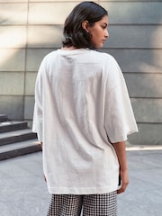 Blanc - Official License Vincent Van Gogh Graphic Oversize Elbow Length 100% Cotton T-Shirt - Image 3 de 8