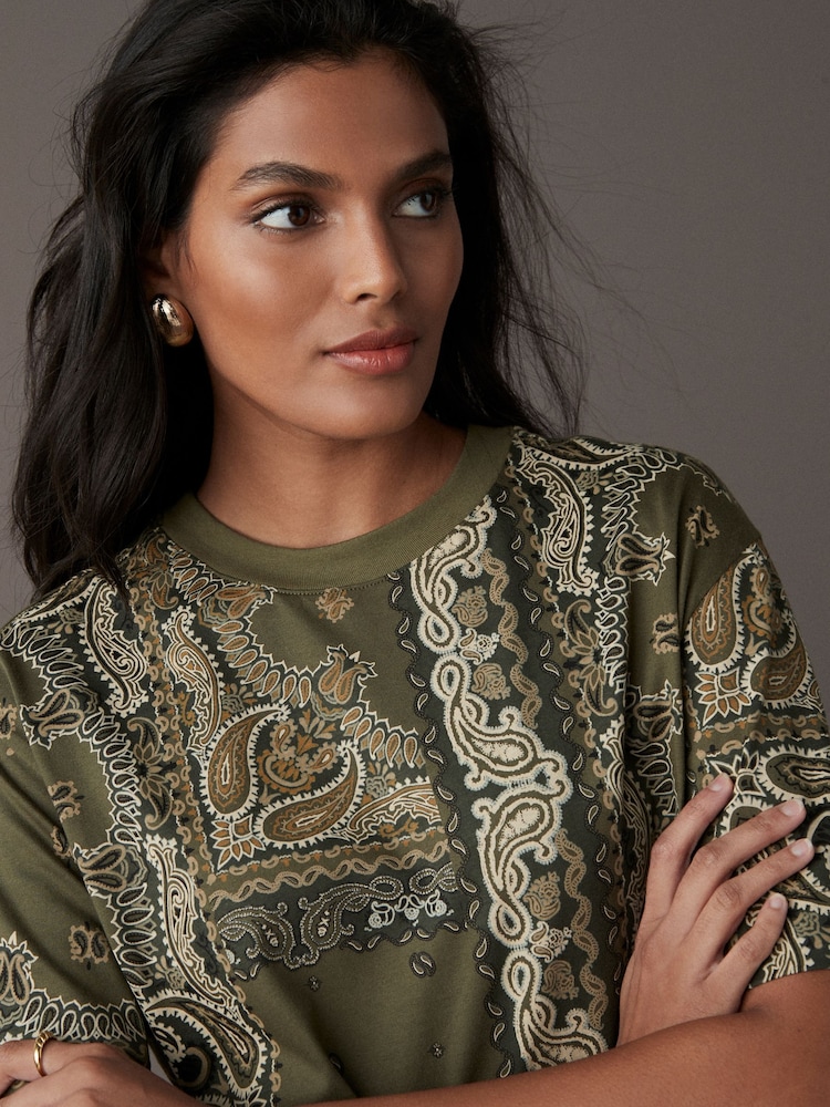 Khaki Green 100% Cotton T-Shirt Dress - Image 4 of 6