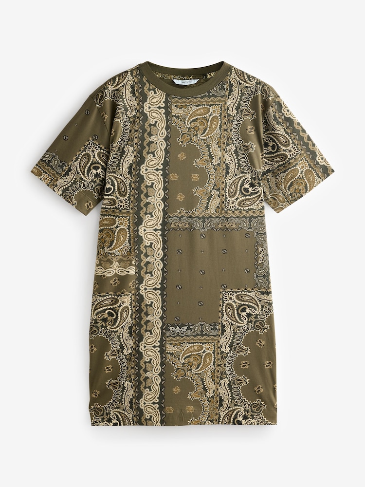 Khaki Green 100% Cotton T-Shirt Dress - Image 5 of 6