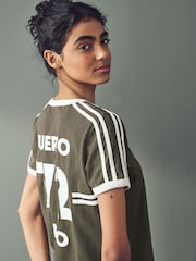 Green Puerto Rico Graphic Football Jersey Inspired Crew Neck Short Sleeve Cotton Graphic T-Shirt - Image 4 of 10