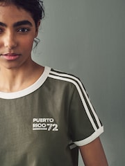 Green Puerto Rico Graphic Football Jersey Inspired Crew Neck Short Sleeve Cotton Graphic T-Shirt - Image 6 of 10