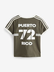 Green Puerto Rico Graphic Football Jersey Inspired Crew Neck Short Sleeve Cotton Graphic T-Shirt - Image 8 of 10