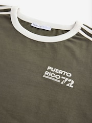 Green Puerto Rico Graphic Football Jersey Inspired Crew Neck Short Sleeve Cotton Graphic T-Shirt - Image 9 of 10