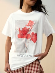 Weiß - Oversize-T-Shirt mit Matisse-Frontprint und kurzen Ärmeln aus 100 % Baumwolle - Bild 2 von 5