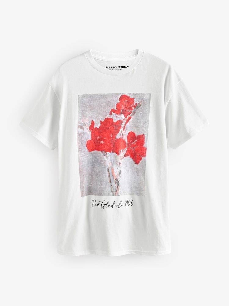 Wit - T-shirt met oversized Matisse-licentieprint aan de voorkant, korte mouwen, 100% katoen - Image 4 of 5