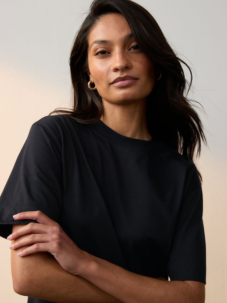 Black 100% Cotton T-Shirt Dress - Image 4 of 6