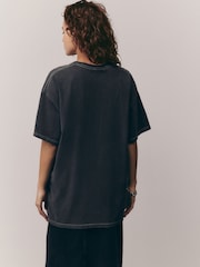 Charcoal Grey Oversized 100% Cotton License Linkin Park Band Graphic Washed Short Sleeve T-Shirt - Image 3 of 4