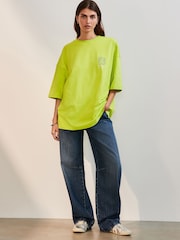 Green Pure 100% Cotton Abstract Floral Print Back Graphic Short Sleeve T-Shirt - Image 3 of 9