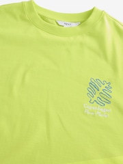 Green Pure 100% Cotton Abstract Floral Print Back Graphic Short Sleeve T-Shirt - Image 8 of 9