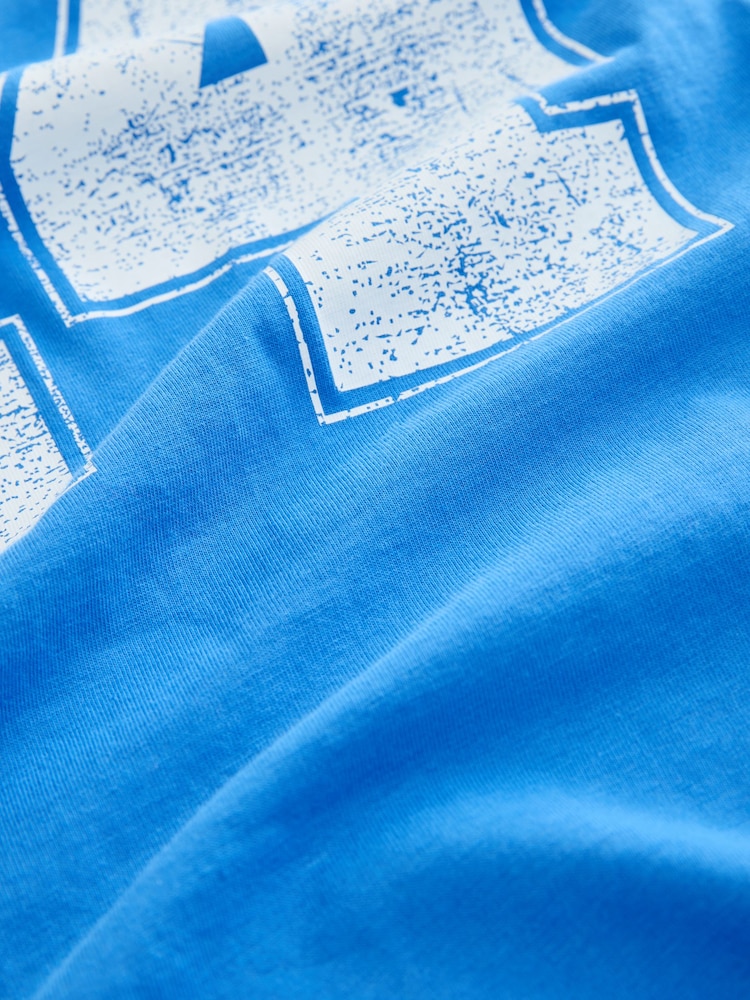Blue - Number Print Football Varsity V-Neck Long Sleeve 100% Cotton T-Shirt - Image 7 of 7 Blue - Number Print Football Varsity V-Neck Long Sleeve 100% Cotton T-Shirt - Image 7 of 7