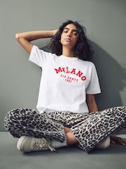 White Milano City Graphic Heavyweight Short Sleeve Crew Neck T-Shirt - Image 1 of 8