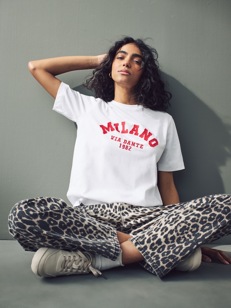 White Milano City Graphic Heavyweight Short Sleeve Crew Neck T-Shirt - Image 1 of 8