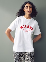 White Milano City Graphic Heavyweight Short Sleeve Crew Neck T-Shirt - Image 2 of 8