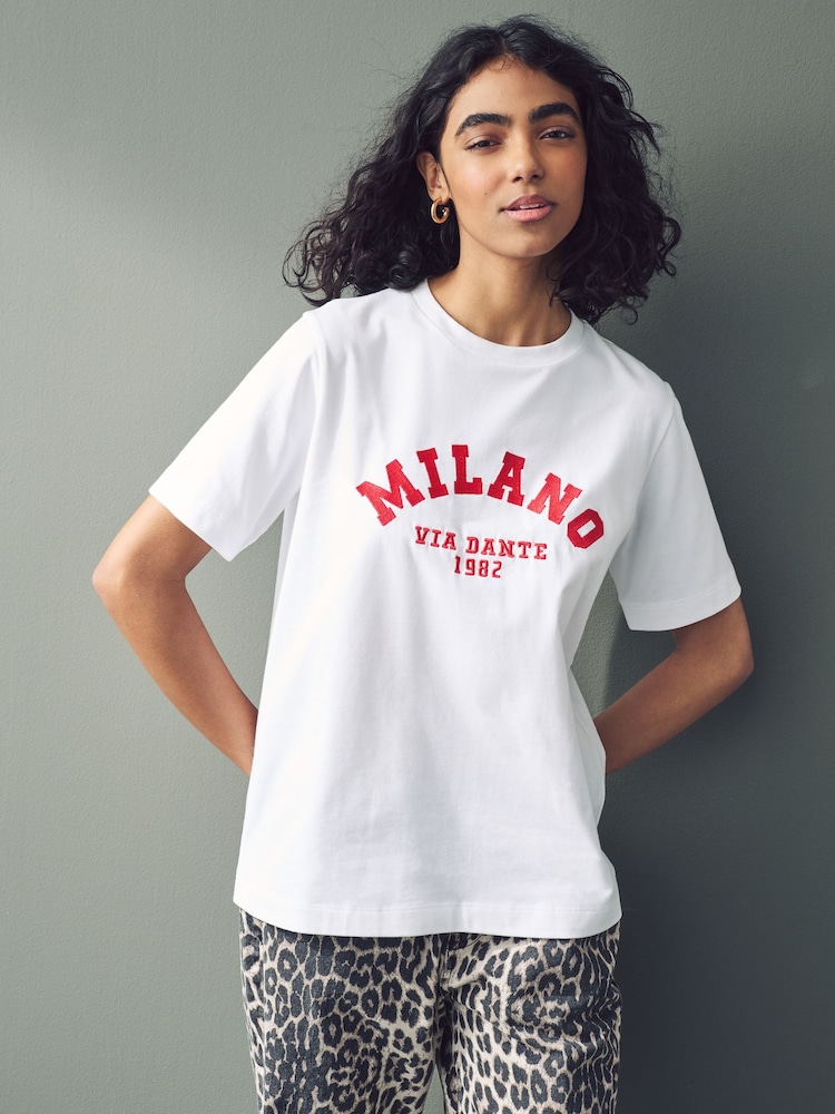 White Milano City Graphic Heavyweight Short Sleeve Crew Neck T-Shirt - Image 2 of 8