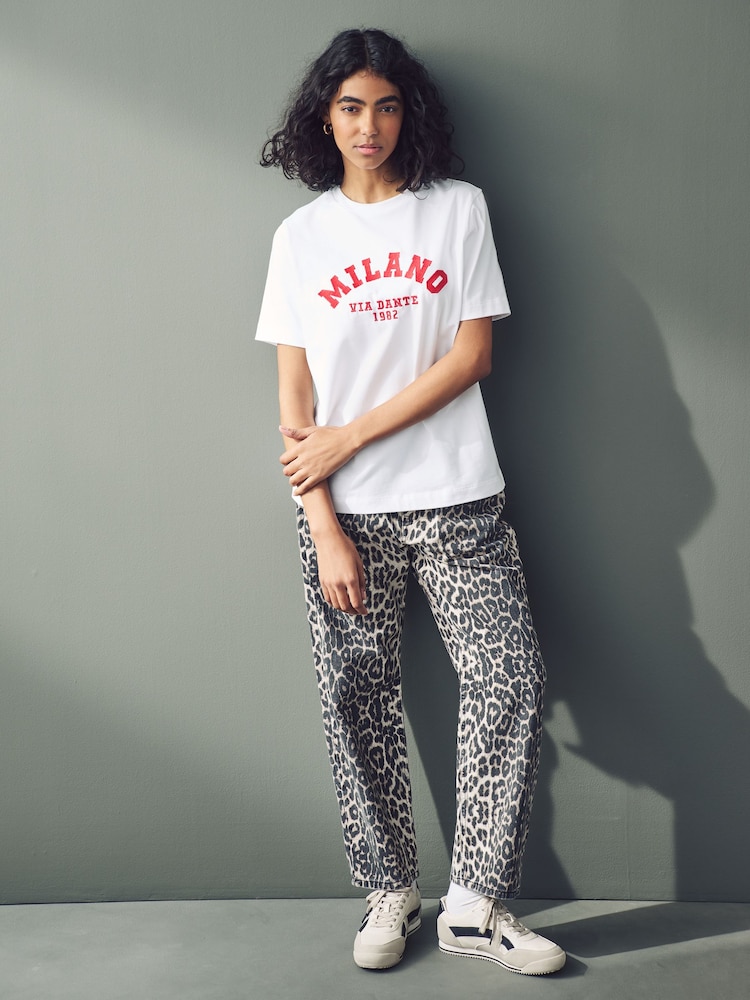 Wit Milano City-print - Dik T-shirt met ronde hals en korte mouwen - Image 3 of 8