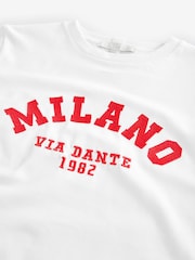 White Milano City Graphic Heavyweight Short Sleeve Crew Neck T-Shirt - Image 8 of 8
