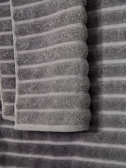 Charcoal Grey Ribbed Towel - Image 3 of 5