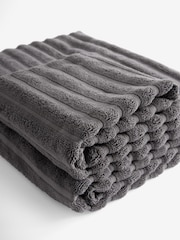 Charcoal Grey Ribbed Towel - Image 4 of 5