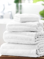 White Ribbed Towel with 100% Cotton - Image 1 of 4