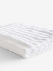 White Ribbed Towel with 100% Cotton - Image 2 of 4