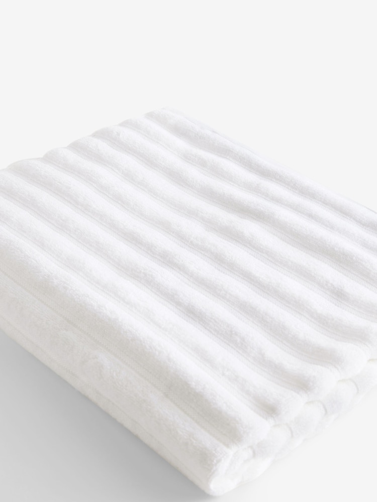 White Ribbed Towel - Image 3 of 4