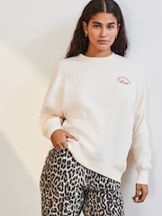 Ecru Back Graphic Shopping Bag Crew Neck Sweatshirt - Image 3 of 8