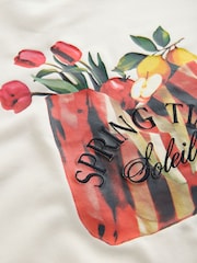 Ecru Back Graphic Shopping Bag Crew Neck Sweatshirt - Image 8 of 8