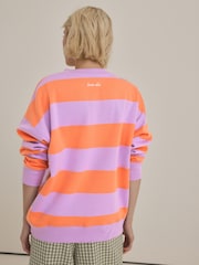 Rosa - Relaxed Fit Heavyweight City Graphic Stripe Crew Neck Sweatshirt - Imagen 3 de 7