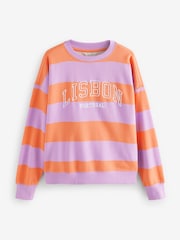 Rosa - Relaxed Fit Heavyweight City Graphic Stripe Crew Neck Sweatshirt - Imagen 5 de 7