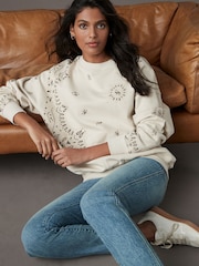 Buttermilk Cotton Rich Long Crew Neck Sweatshirt - Image 1 of 7