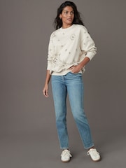 Buttermilk Cotton Rich Long Crew Neck Sweatshirt - Image 2 of 7