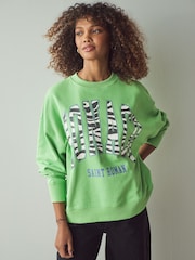 Grün - Rundhals-Sweatshirt mit Zebra-Print aus 100 % Baumwolle - Bild 1 von 7